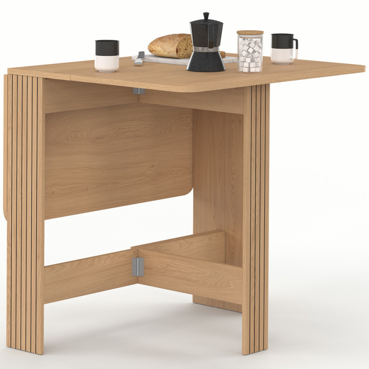 Tavolino pieghevole JULIETTE per 2-4 persone, con doghe in legno color rovere, 103 x 76 cm