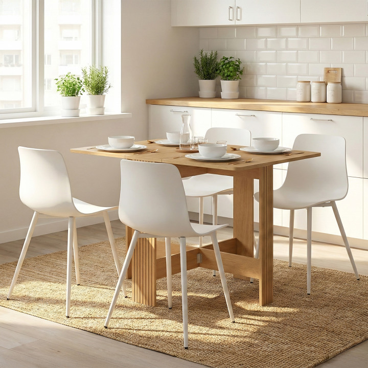 Tavolino pieghevole JULIETTE per 2-4 persone, con doghe in legno color rovere, 103 x 76 cm