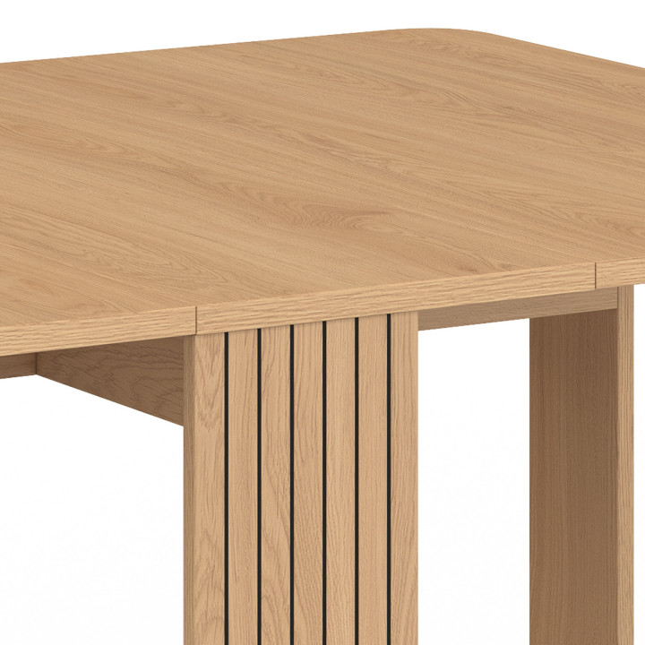 Klappbarer Konsolentisch JULIETTE für 2–4 Personen, Holzlatten in Eiche-Optik, 103 x 76 cm