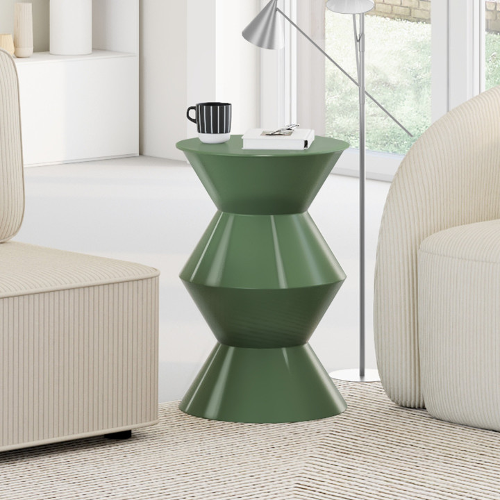 Tavolino rotondo, tavolino da salotto, comodino IRENE 30 cm in metallo verde kaki