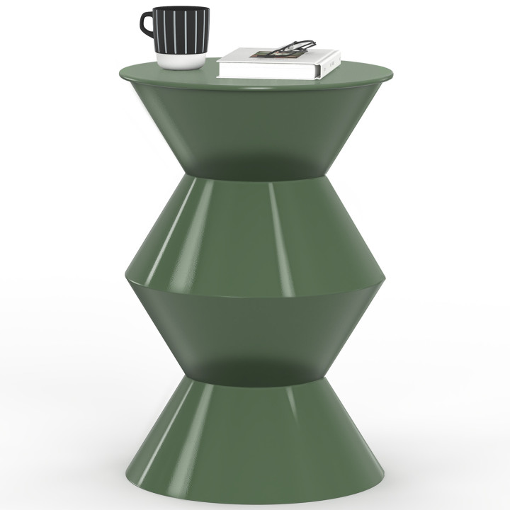 Tavolino rotondo, tavolino da salotto, comodino IRENE 30 cm in metallo verde kaki