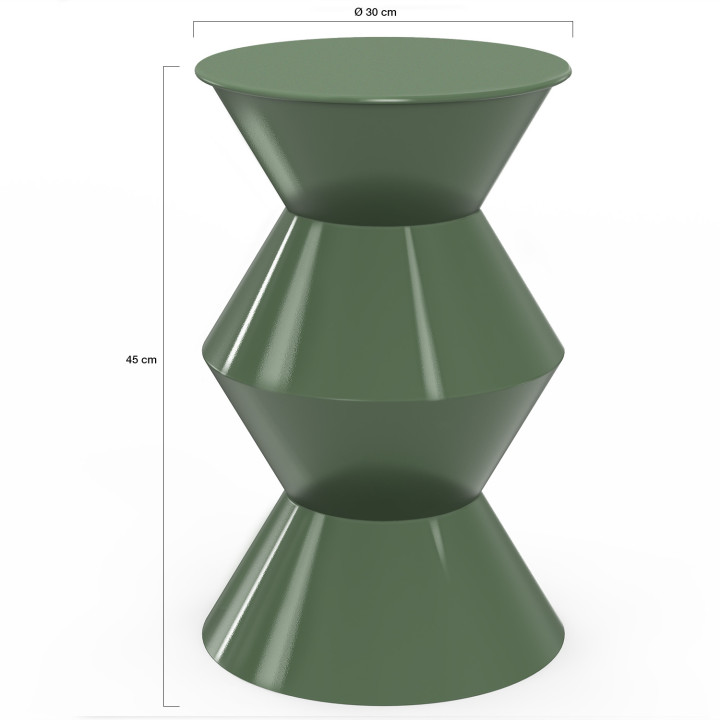Tavolino rotondo, tavolino da salotto, comodino IRENE 30 cm in metallo verde kaki