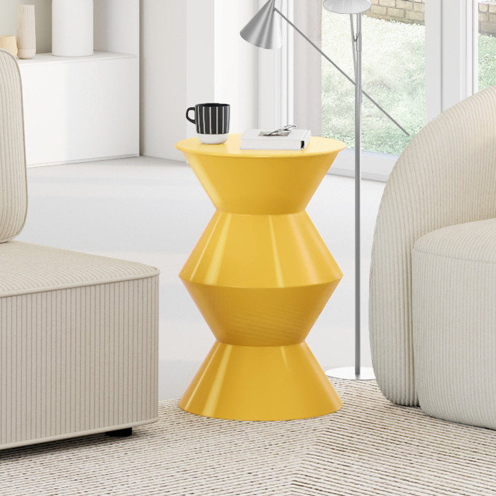 Tavolino rotondo, tavolino da salotto, comodino IRENE 30 cm in metallo giallo scuro