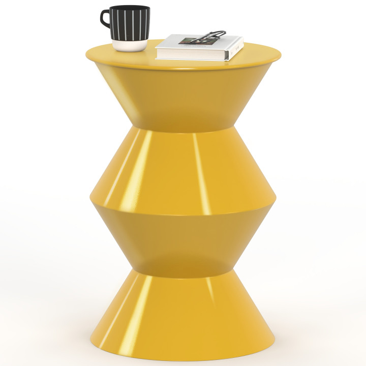Tavolino rotondo, tavolino da salotto, comodino IRENE 30 cm in metallo giallo scuro
