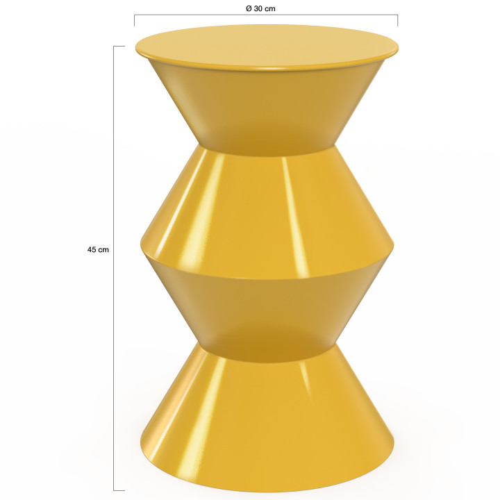 Tavolino rotondo, tavolino da salotto, comodino IRENE 30 cm in metallo giallo scuro
