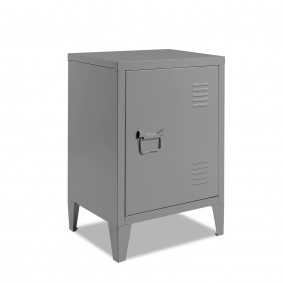 13072 - Comodino in metallo grigio scuro in stile industriale Table de chevet ESTEL 1 porte métal gris foncé design industriel