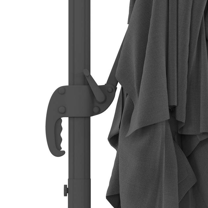Sombrilla descentrada, inclinable y giratoria 360°, con múltiples lonas, resistente a vientos fuertes, gris, 3x4 m, con funda - 