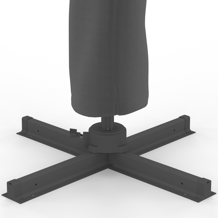 Sombrilla descentrada, inclinable y giratoria 360°, con múltiples lonas, resistente a vientos fuertes, gris, 3x4 m, con funda - 