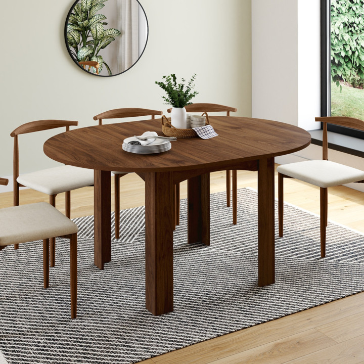 DONA tavolo da pranzo rotondo allungabile 4-8 persone noce 110-150 cm