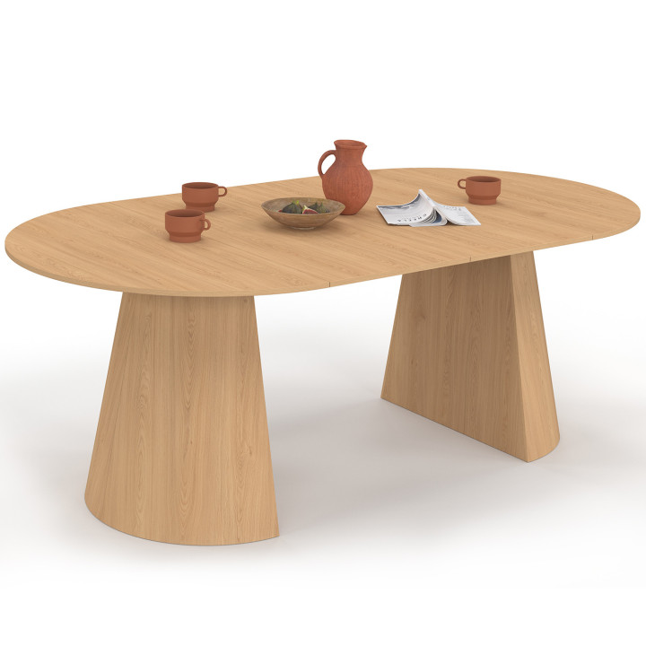 ANGELE tavolo da pranzo rotondo allungabile per 4-10 persone effetto legno faggio 110-200 cm