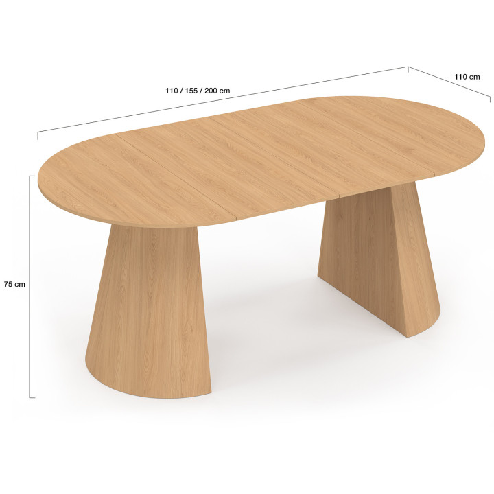 ANGELE tavolo da pranzo rotondo allungabile per 4-10 persone effetto legno faggio 110-200 cm
