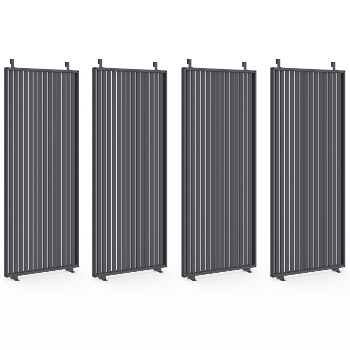 Pergola bioclimatique lames orientables acier 3x4 M avec persiennes verticales gris anthracite