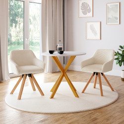 Juego de 2 sillas de comedor giratorias y sillones de mesa de terciopelo - JANY | España IDMarket