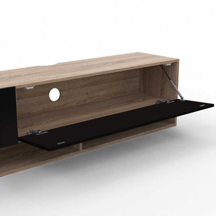 Hänge-TV-Möbel schwarz und Holz mit Regalen 180cm - ELIO | ID Market