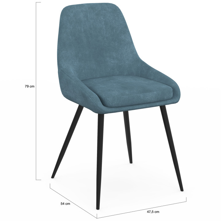 Set di 6 sedie THALYA in velluto misto blu pastello x2, grigio scuro x2, grigio chiaro e rosa con braccioli