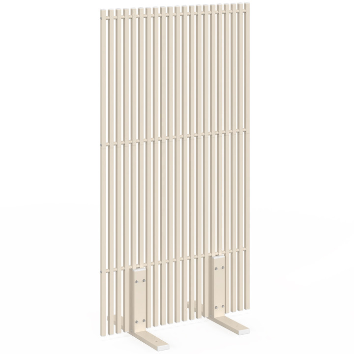 Schermo perforato per esterni decorativo claustra 80 x 150 cm beige lamelle verticali in metallo