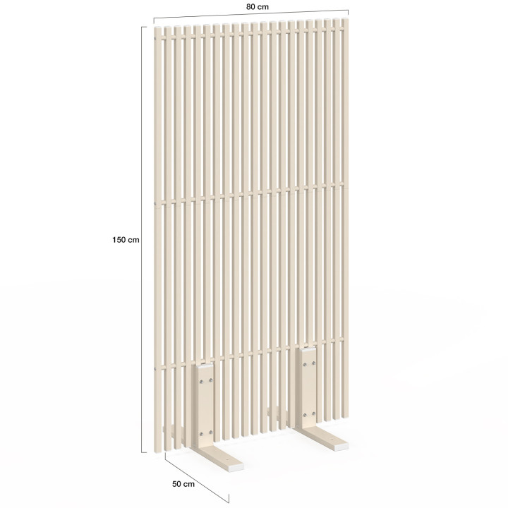 Schermo perforato per esterni decorativo claustra 80 x 150 cm beige lamelle verticali in metallo