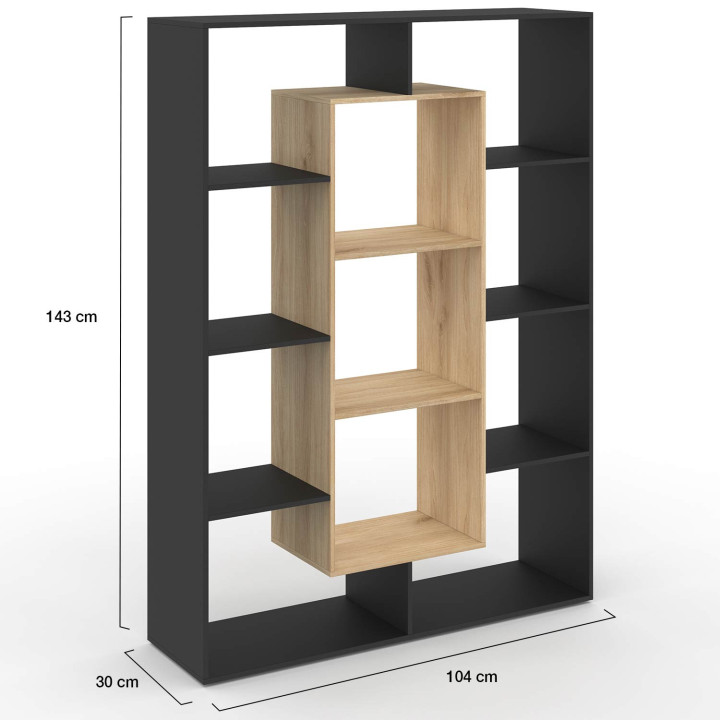 Estantería barata de madera y negro 143 cm - COLETTE | ID Market