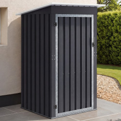Abri de jardin gris en acier galvanisé 100 x 95 x 160 cm avec toit incliné 1 porte