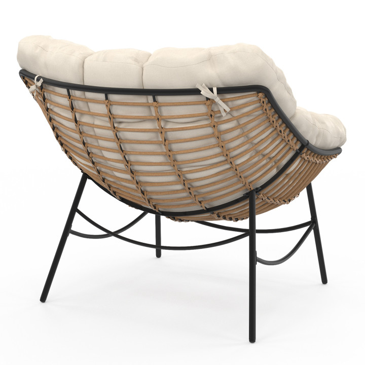 Poltrona da giardino in rattan con cuscino ecru - LOA