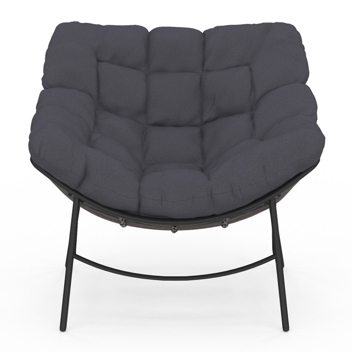 Fauteuil de jardin relax LOA effet rotin gris et coussin gris