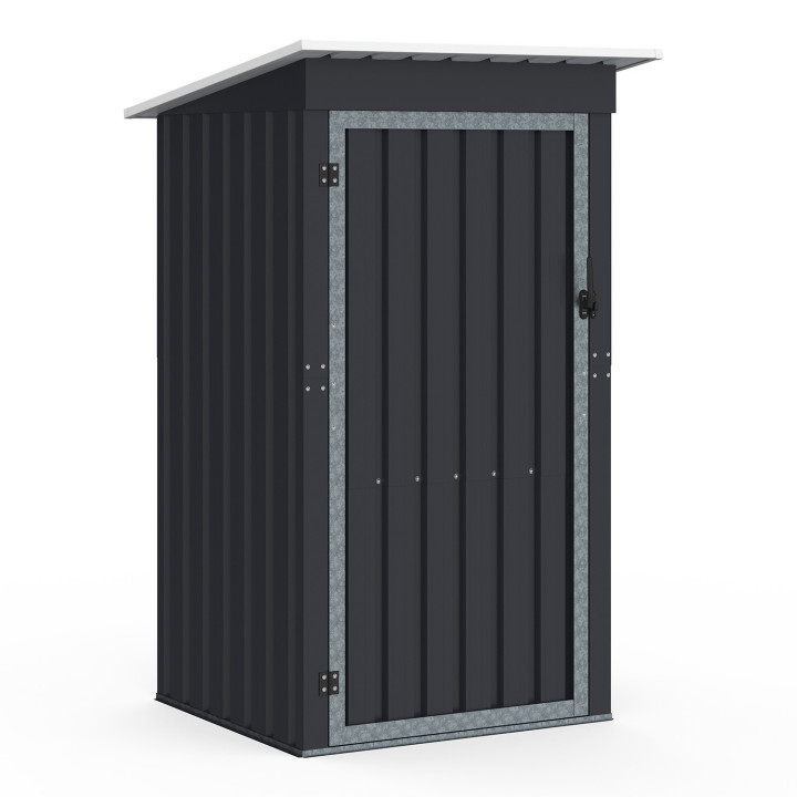 Caseta de jardín gris de acero galvanizado 100 x 95 x 160 cm con tejado a dos aguas 1 puerta
