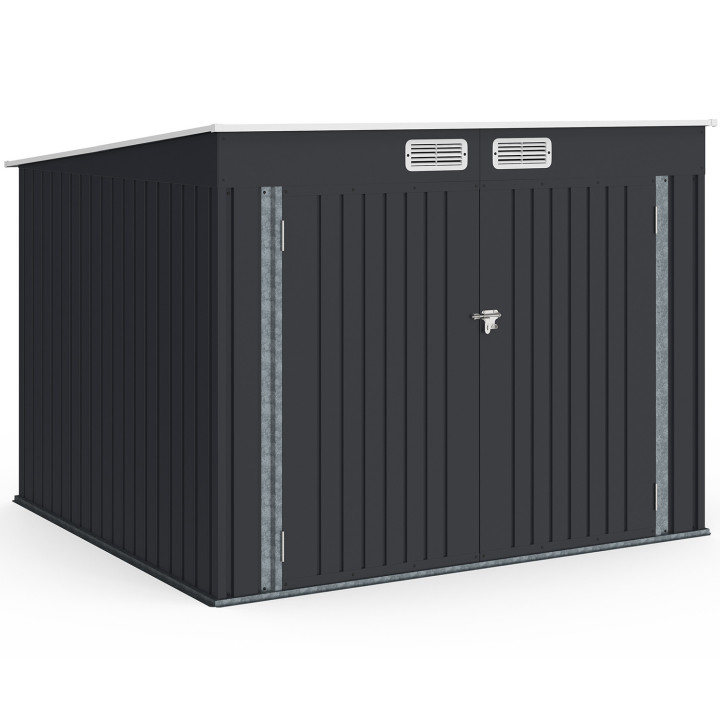 Pensilina per biciclette in metallo grigio antracite con serratura e kit di ancoraggio per 4 biciclette