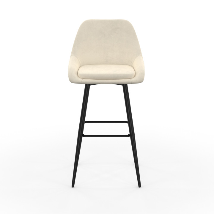 Lot de 2 tabourets de bar THALYA en velours beige avec demi-accoudoirs