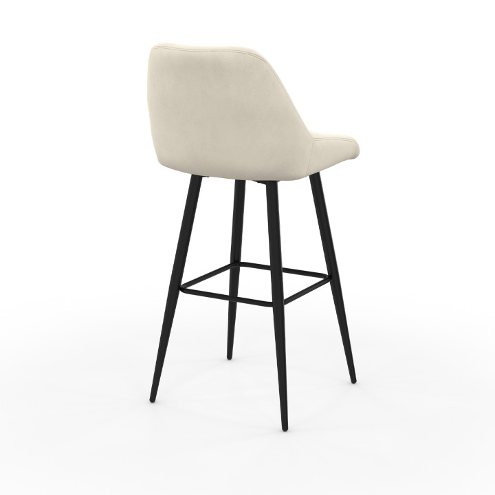 Lot de 2 tabourets de bar THALYA en velours beige avec demi-accoudoirs