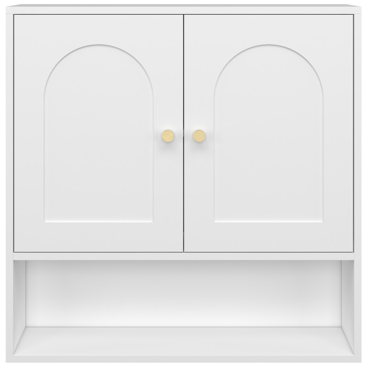 Mobile da bagno sospeso ARSENE, armadio a parete con 2 ante e ripiano in legno bianco