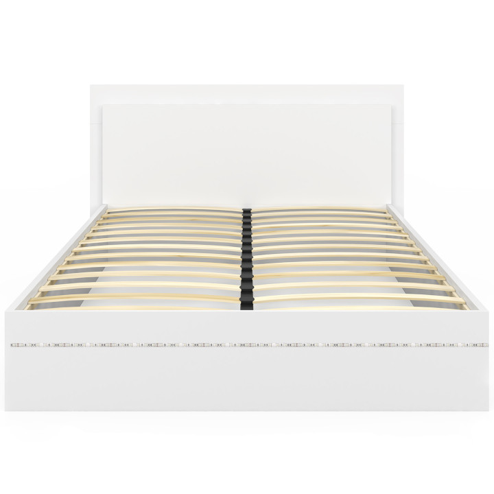 Doppelbett 140 x 190 cm mit Bettkasten und integrierten LEDs weiß - CHARLIE | IdMarket