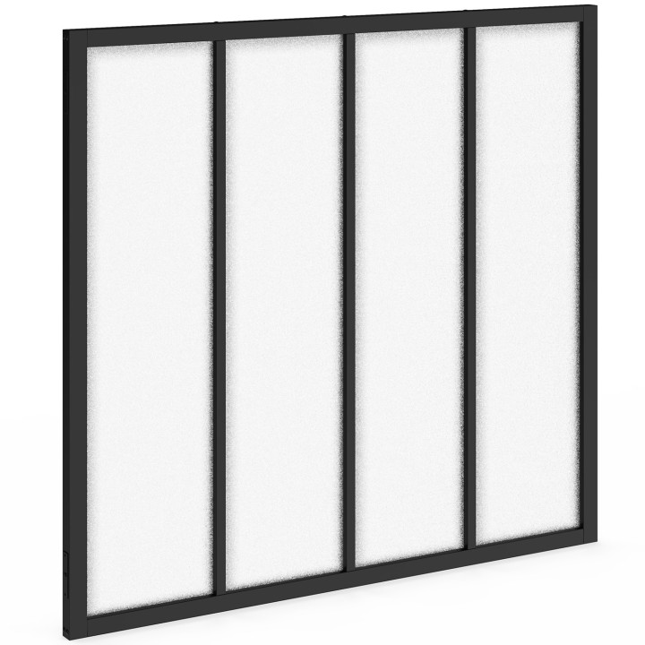 Atelierüberdachung 4 Glasscheiben B. 116 x H. 108 cm aus schwarzem Metall und gefrostetem gehärtetem Glas