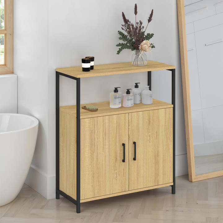 Credenza con 1 nicchia e 2 ante, 70 cm, design industriale - DETROIT