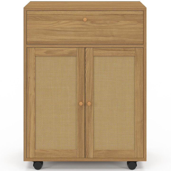Desserte de cuisine HANAE placard avec tiroir effet cannage L.60 cm