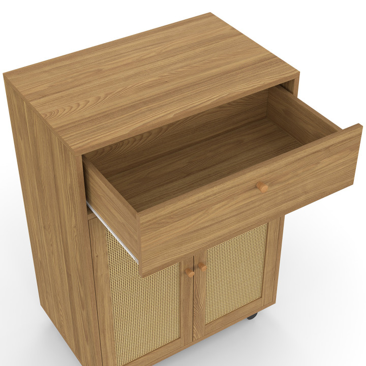 HANAE-keukenkastje met lade in houtlook en rieten kast, breedte 60 cm