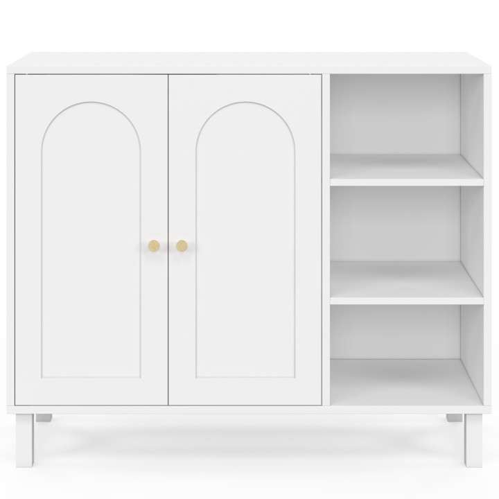 Mobili da bagno, mobili contenitori per soggiorno e ingresso ARSENE a 3 ripiani con armadio in legno bianco