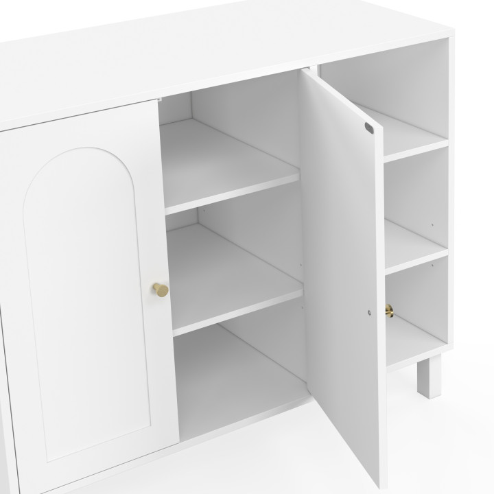Mobili da bagno, mobili contenitori per soggiorno e ingresso ARSENE a 3 ripiani con armadio in legno bianco