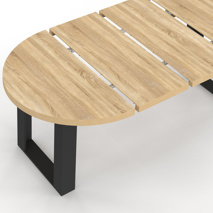 Table à manger extensible ronde PHOENIX 4-10 personnes bois et noir 110-200 cm