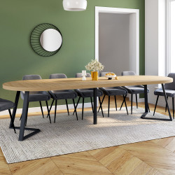 Ausziehbarer runder Esstisch SELMA 4-10 Personen Holz Bucheffekt 110-300 cm