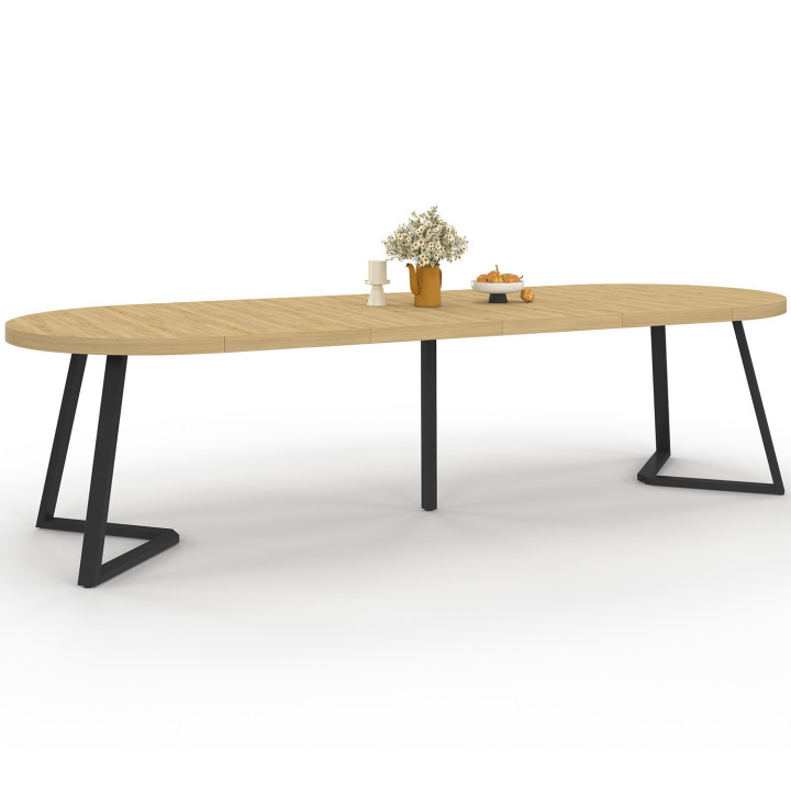 SELMA tavolo da pranzo rotondo allungabile 4-10 persone effetto legno faggio 110-300 cm