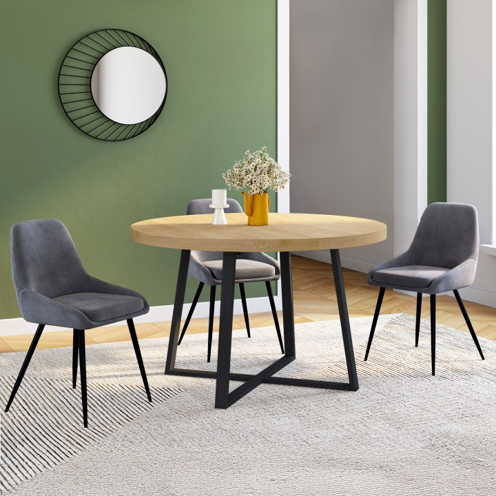 SELMA tavolo da pranzo rotondo allungabile 4-10 persone effetto legno faggio 110-300 cm