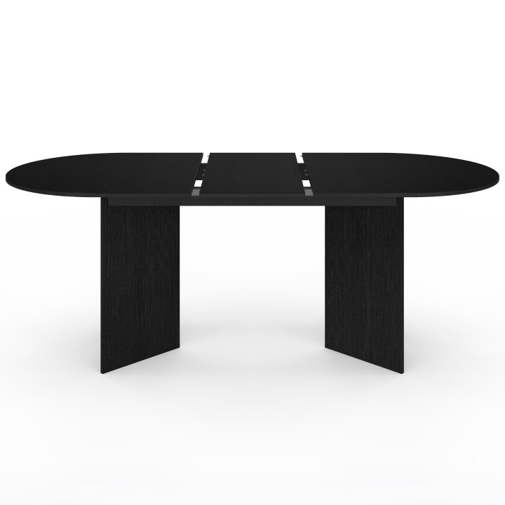 MARTHE mesa de comedor oval extensible 6-10 personas madera negra 160-200 cm