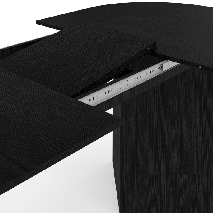 MARTHE uitschuifbare ovale eettafel 6-10 personen zwart hout 160-200 cm