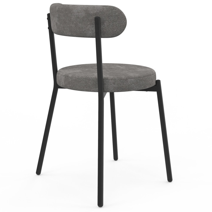 Lot de 6 chaises MIKI arrondis en tissu chenille mix color vert x2, écru x2, gris clair x2 pieds en métal