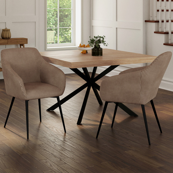 Set taupe eetkamerstoelen en fauteuils - JANY | IDMarket