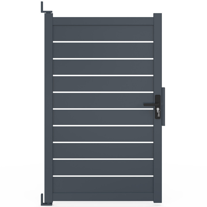 Puerta peatonal 100x160 cm de aluminio perforado gris antracita