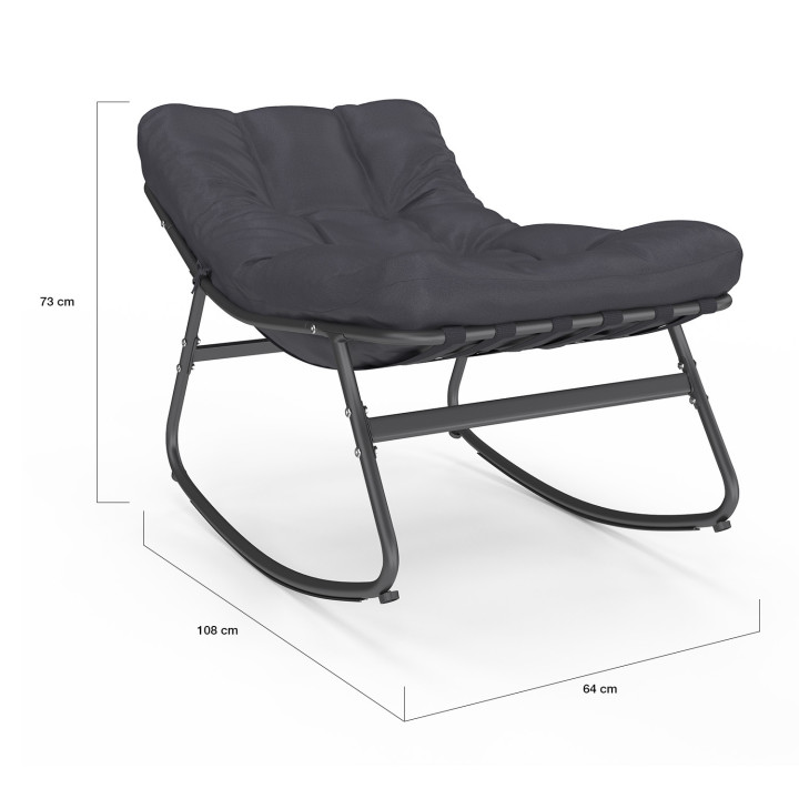 Sillones balancín de metal gris con cojines - ARONA | ID Market