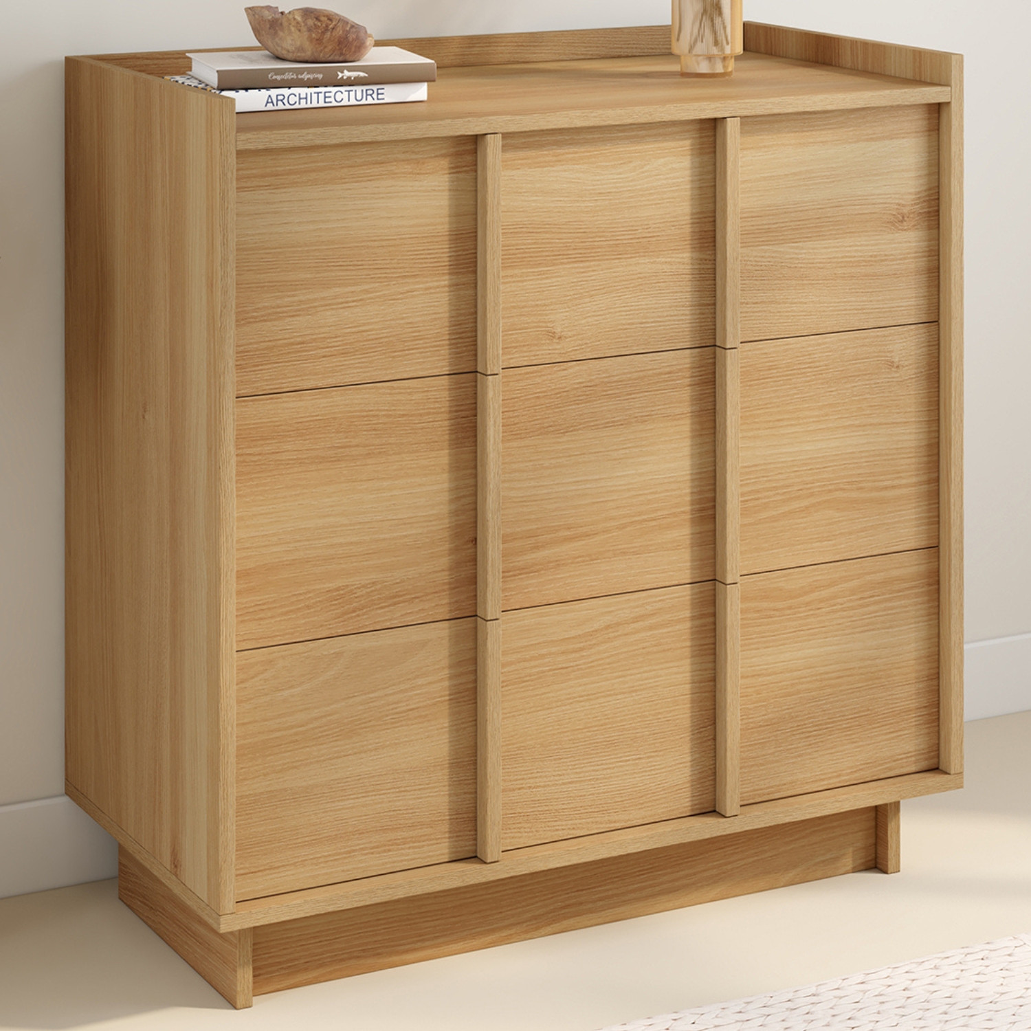 IDMARKET Commode ROSIE 3 tiroirs 80 cm fa&ccedil;on h&ecirc;tre design minimaliste