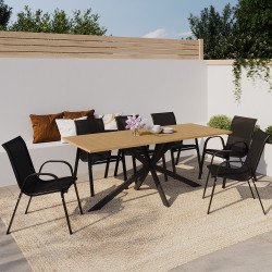 Tuinmeubelset tafel met spinnenpoten en houteffect - MESSINA | ID Market