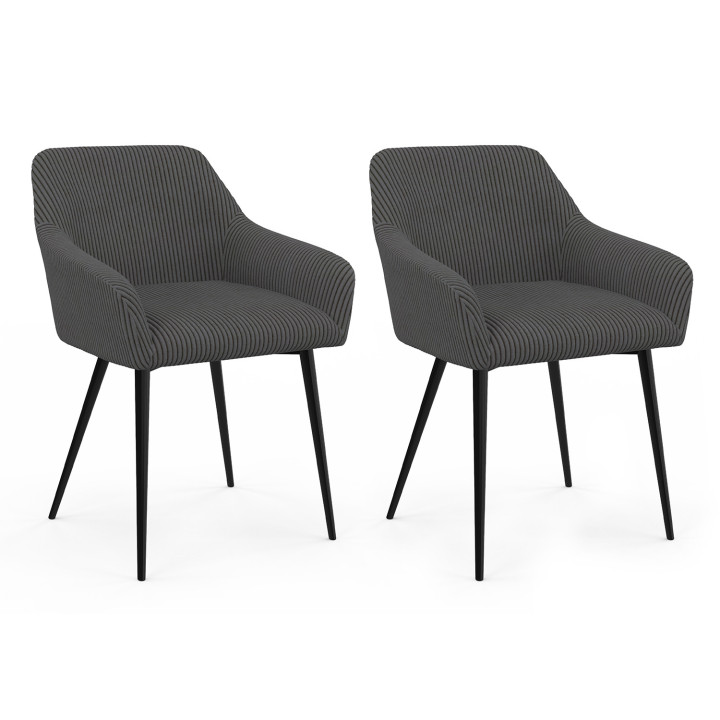 Set di 2 poltrone da tavolo in velluto a coste grigio - JANY
